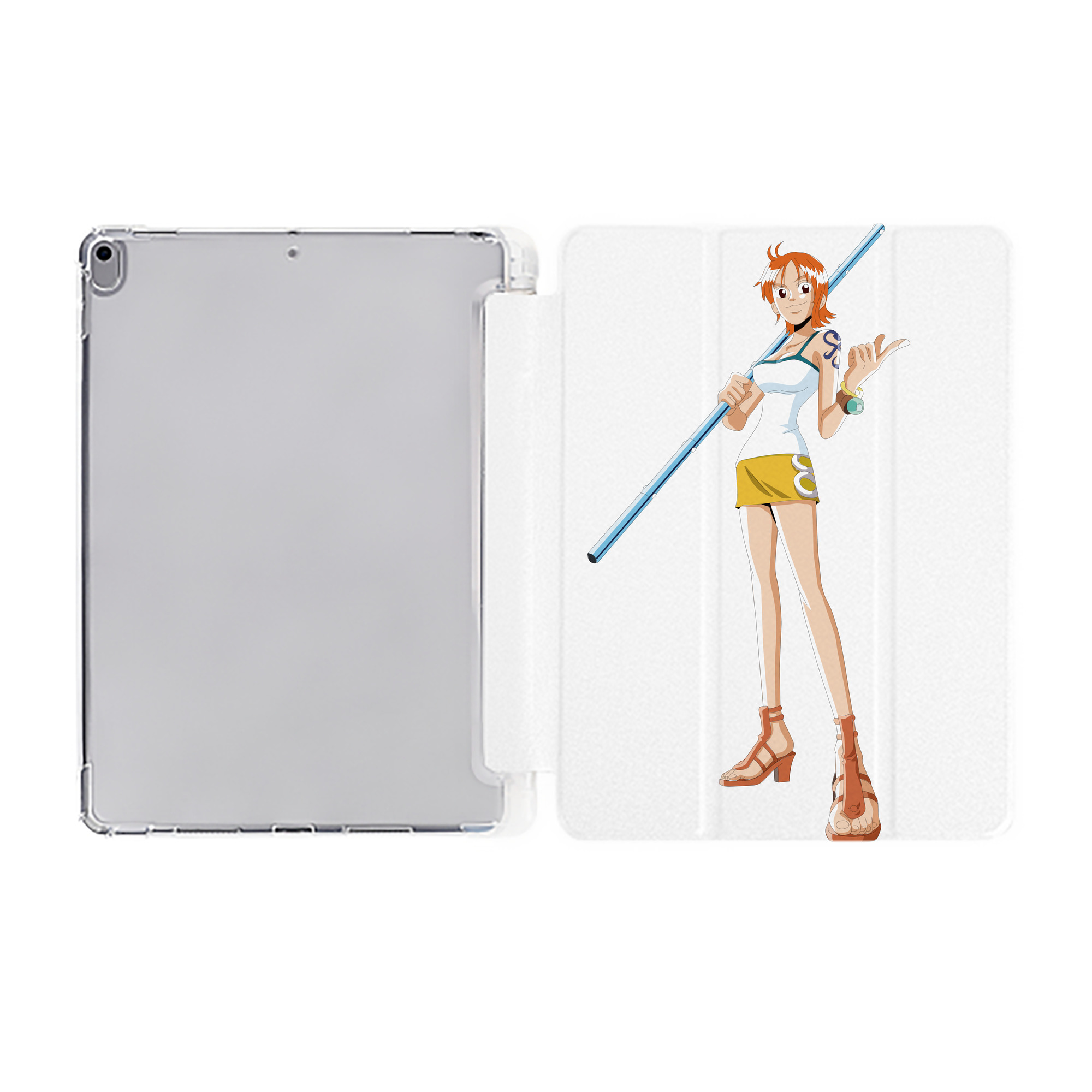 （画像用） ワンピース ナミ ONE PIECE Nami IPad ケース ペン収納付き 三つ折りスタンド PUレザー×シリコン 対応機種9.5/10.5/10.9インチ